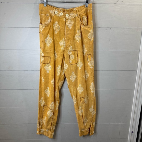 Women's Gold Patterned Pants - Picture 1 of 12